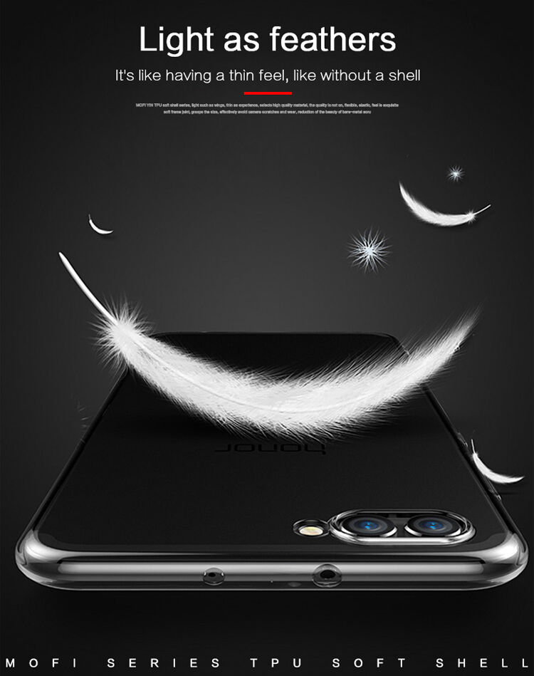 Carcasă subțire Mofi Yin, din plastic transparent, pentru Honor View 10 - gri
