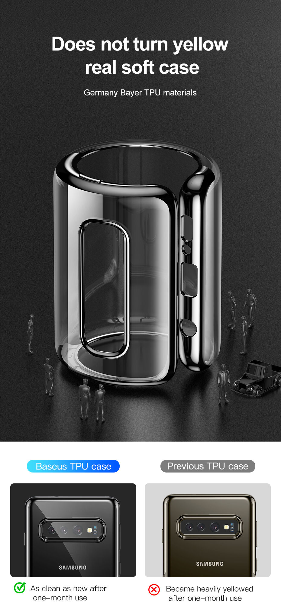 Carcasă Baseus, din plastic transparent, cu ramă, pentru Samsung Galaxy S10 Plus - albastru