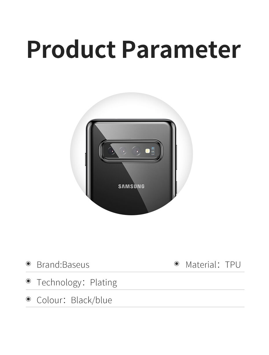 Carcasă Baseus, din plastic transparent, cu ramă, pentru Samsung Galaxy S10 Plus - albastru