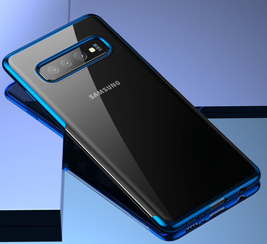 Carcasă Baseus, din plastic transparent, cu ramă, pentru Samsung Galaxy S10 Plus - albastru