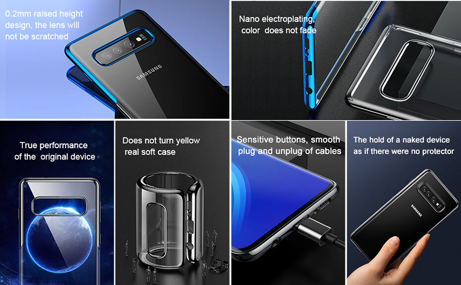 Carcasă Baseus, din plastic transparent, cu ramă, pentru Samsung Galaxy S10 Plus - negru