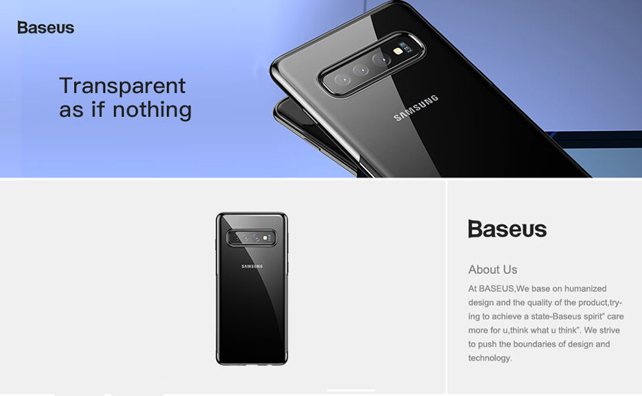 Carcasă Baseus, din plastic transparent, cu ramă, pentru Samsung Galaxy S10 - negru