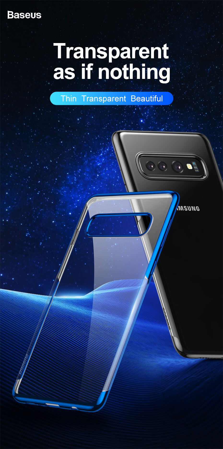 Carcasă Baseus, din plastic transparent, cu ramă, pentru Samsung Galaxy S10 - negru