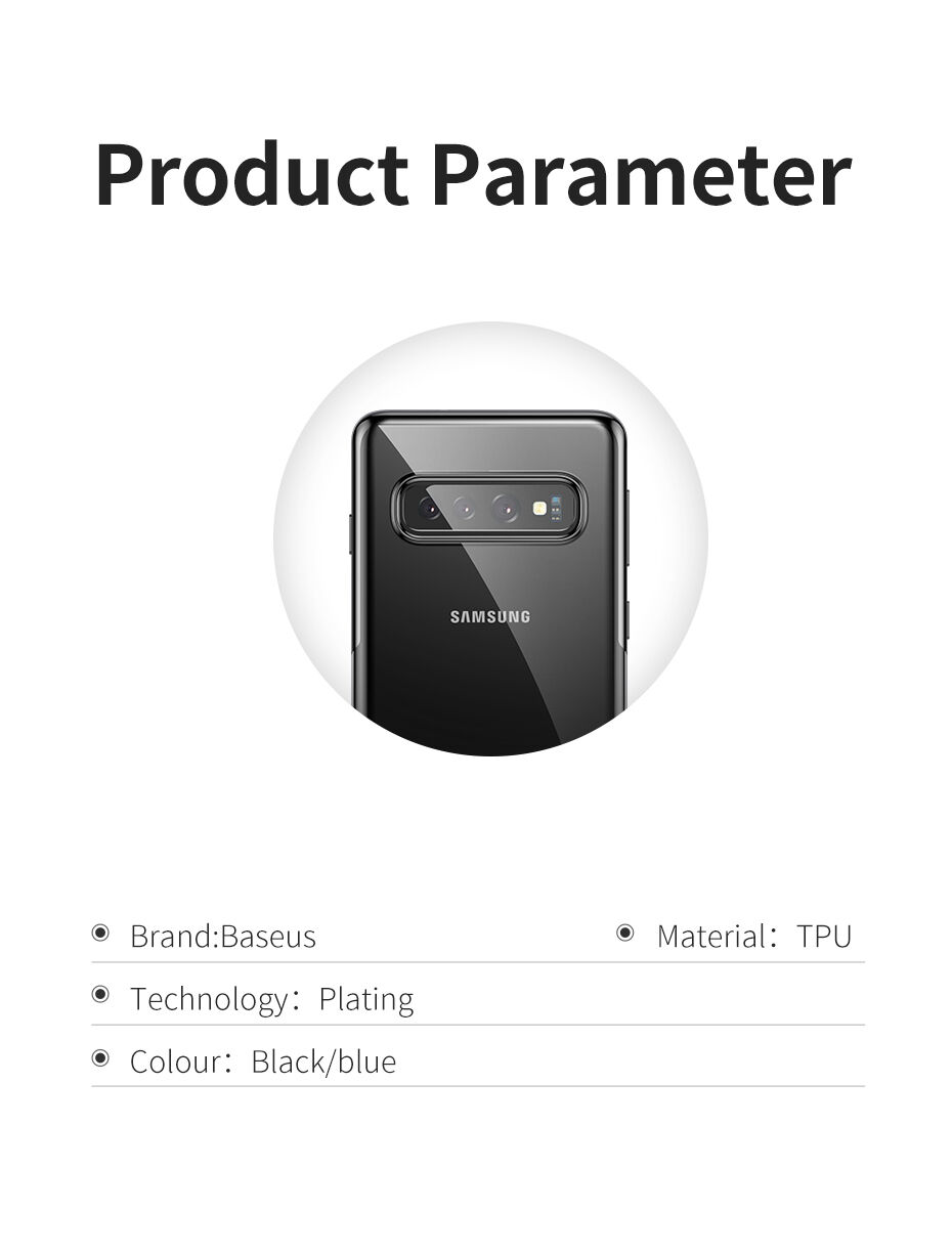 Carcasă Baseus, din plastic transparent, cu ramă, pentru Samsung Galaxy S10 - negru