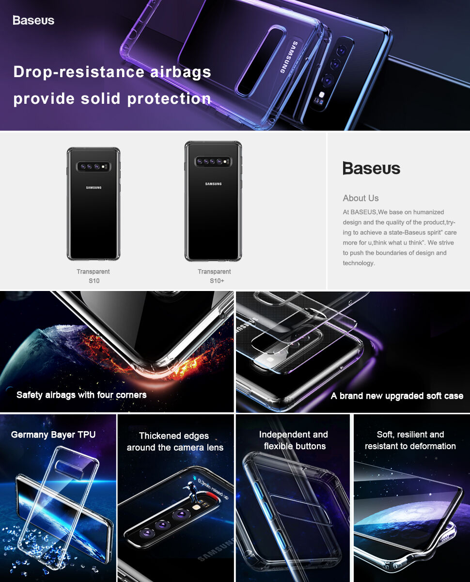 Carcasă de protecție Baseus, din plastic, pentru Samsung Galaxy S10 - transparent
