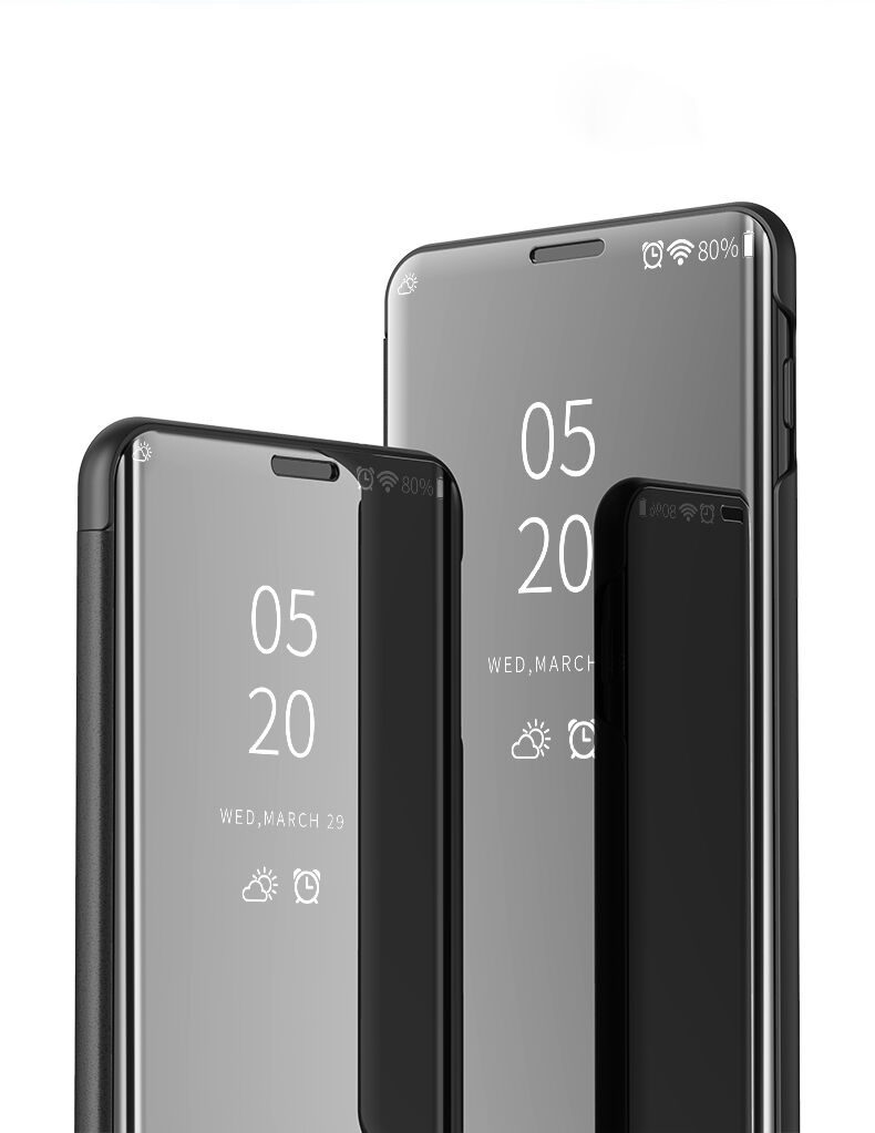 Husă tip oglindă, din piele, pentru Samsung Galaxy S10 - negru