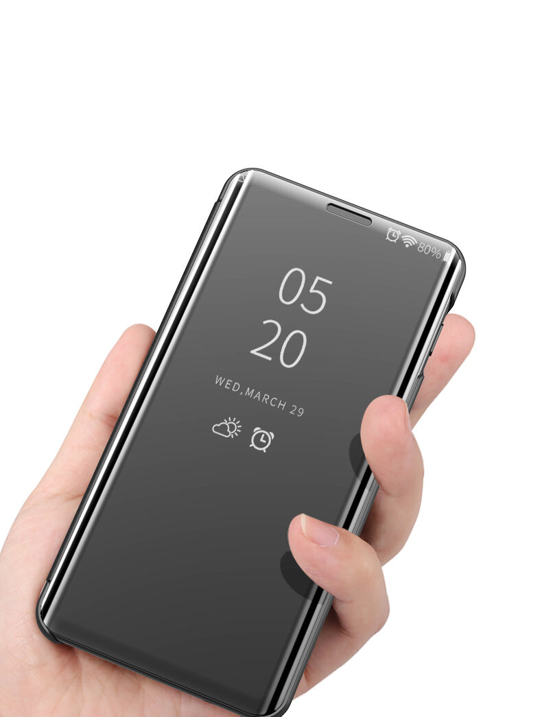 Husă tip oglindă, din piele, pentru Samsung Galaxy S10 - negru