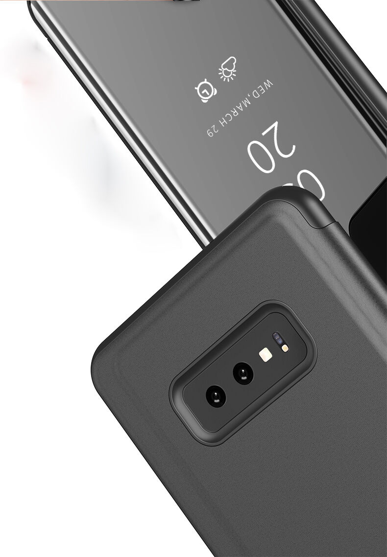 Husă tip oglindă, din piele, pentru Samsung Galaxy S10 - negru