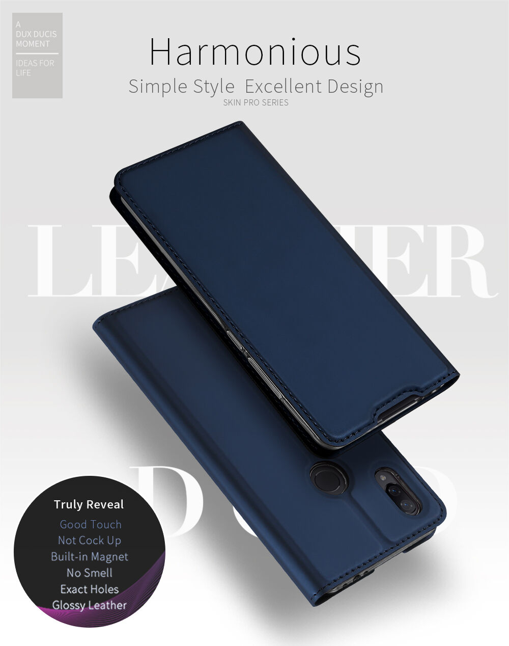 Husă din piele Dux Ducis, cu buzunar de carduri, pentru Xiaomi Redmi Note 7 - roz-auriu
