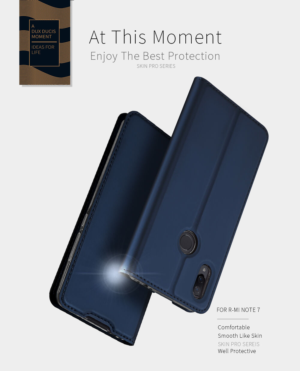 Husă din piele Dux Ducis, cu buzunar de carduri, pentru Xiaomi Redmi Note 7 - roz-auriu