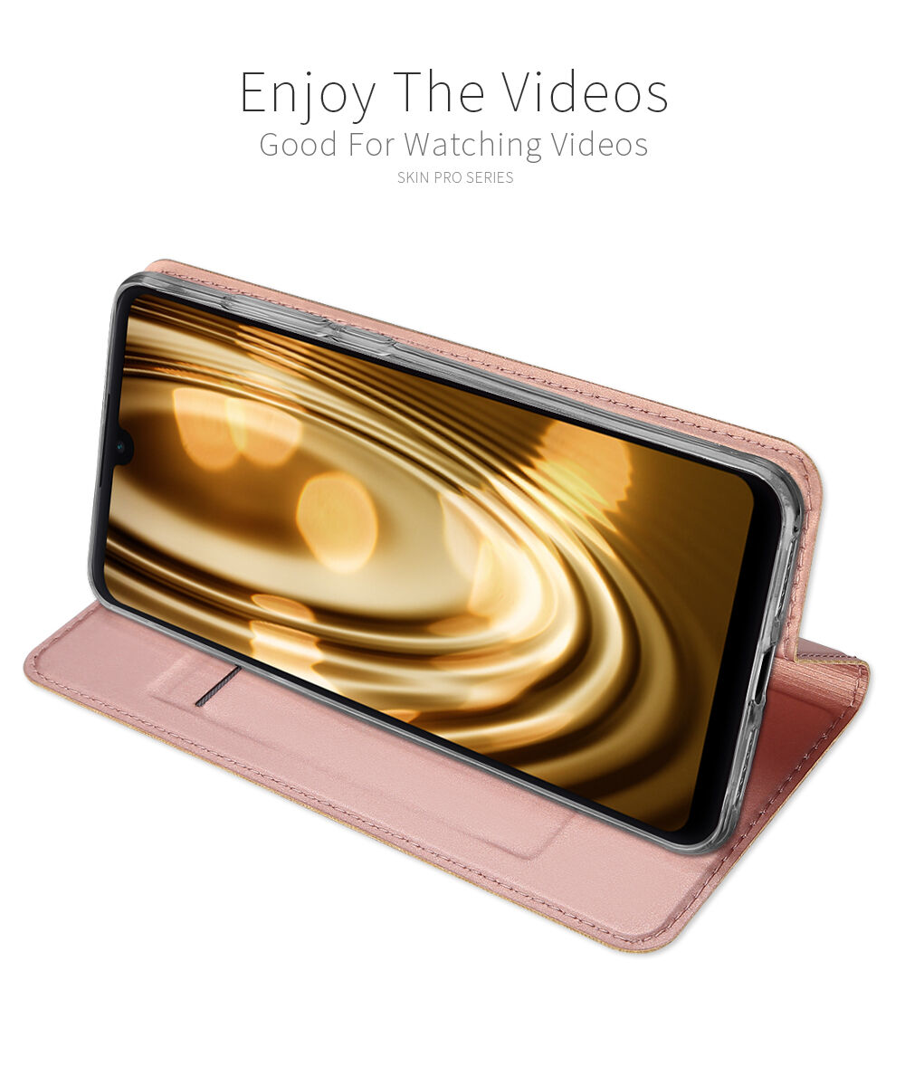 Husă din piele Dux Ducis, cu buzunar de carduri, pentru Xiaomi Redmi Note 7 - roz-auriu