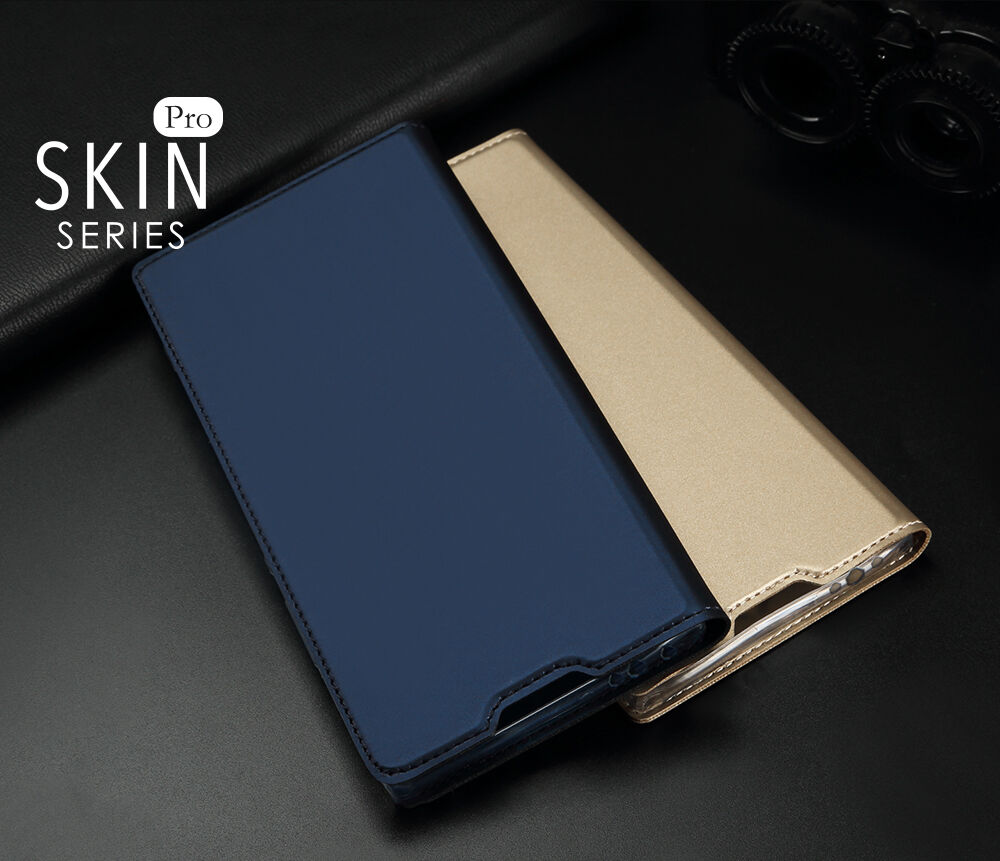 Husă din piele Dux Ducis, cu buzunar de carduri, pentru Xiaomi Redmi Note 7 - roz-auriu