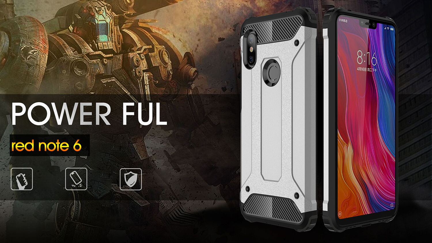 Carcasă super rezistentă Armor, pentru Xiaomi Redmi Note 6 Pro - roșu