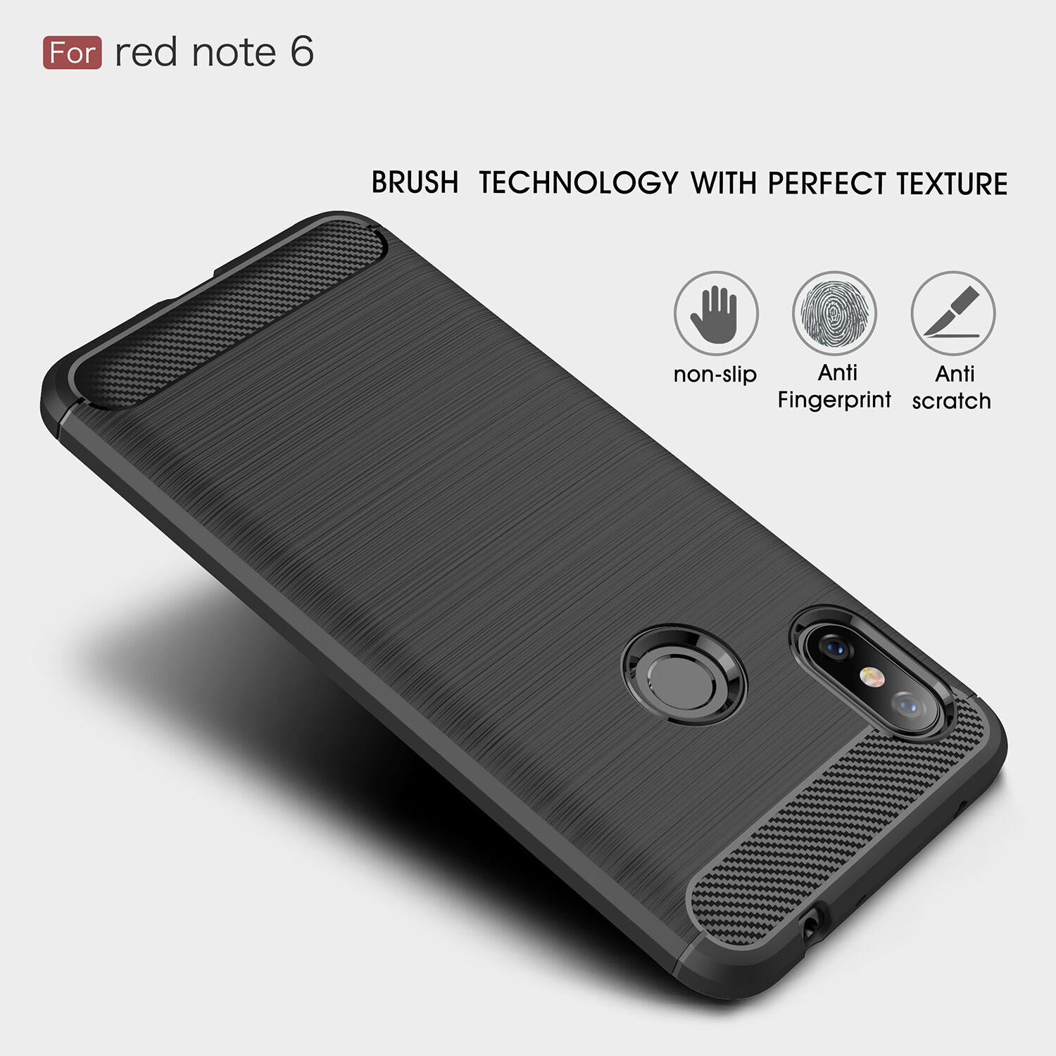 Carcasă de protecție cu textură șlefuită, pentru Xiaomi Redmi Note 6 Pro - albastru închis