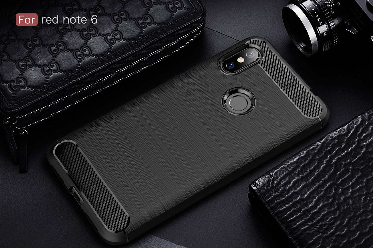 Carcasă de protecție cu textură șlefuită, pentru Xiaomi Redmi Note 6 Pro - albastru închis