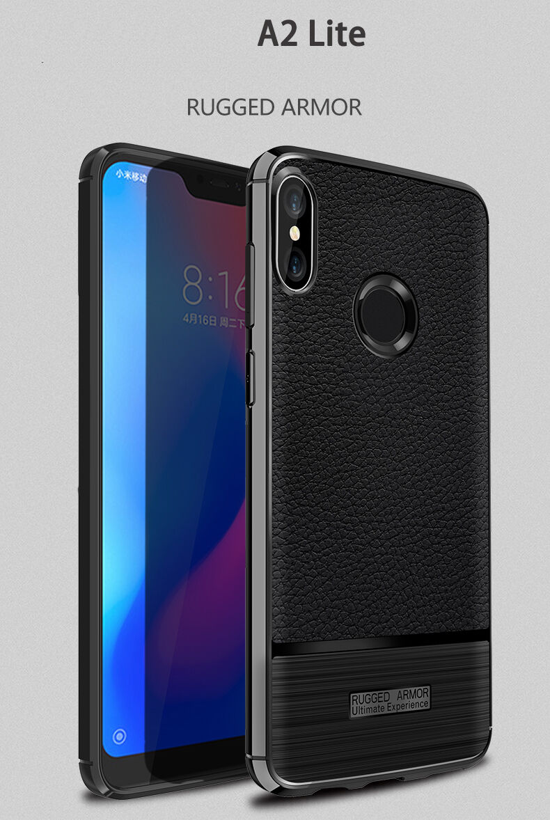 Carcasă cu textură din piele șlefuită, pentru Xiaomi Mi A2 Lite - negru