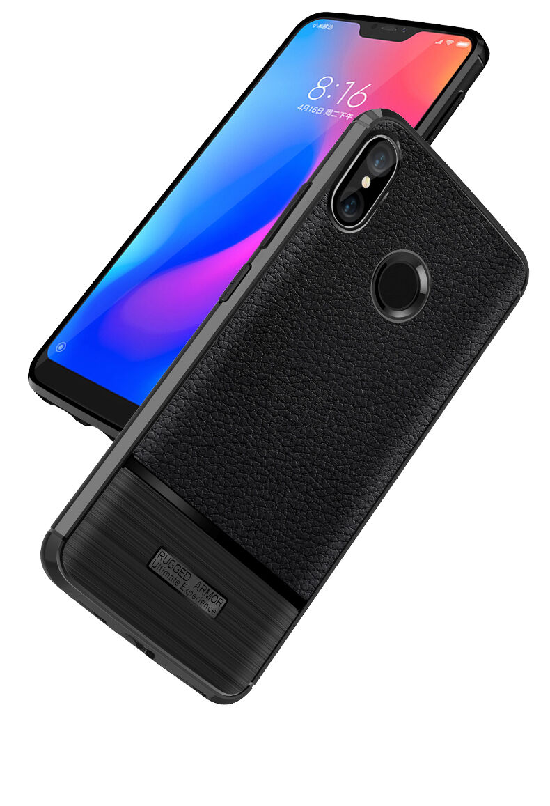 Carcasă cu textură din piele șlefuită, pentru Xiaomi Mi A2 Lite - negru