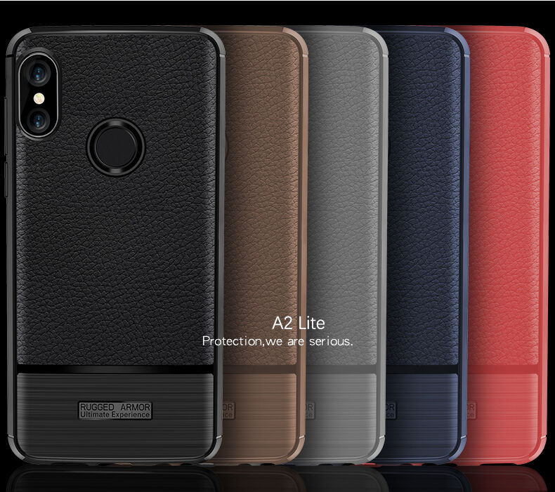 Carcasă cu textură din piele șlefuită, pentru Xiaomi Mi A2 Lite - negru