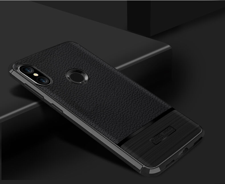 Carcasă cu textură din piele șlefuită, pentru Xiaomi Mi A2 Lite - negru