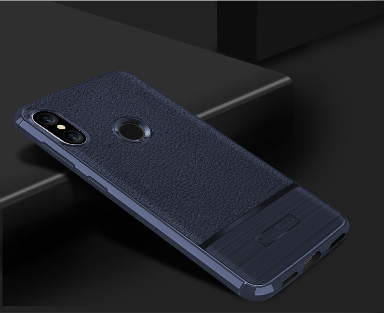 Carcasă cu textură din piele șlefuită, pentru Xiaomi Mi A2 Lite - negru
