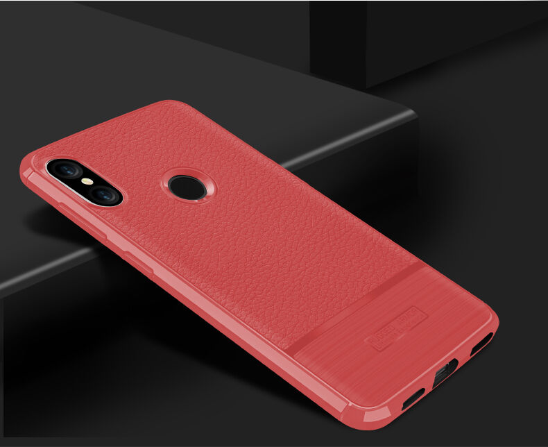 Carcasă cu textură din piele șlefuită, pentru Xiaomi Mi A2 Lite - negru
