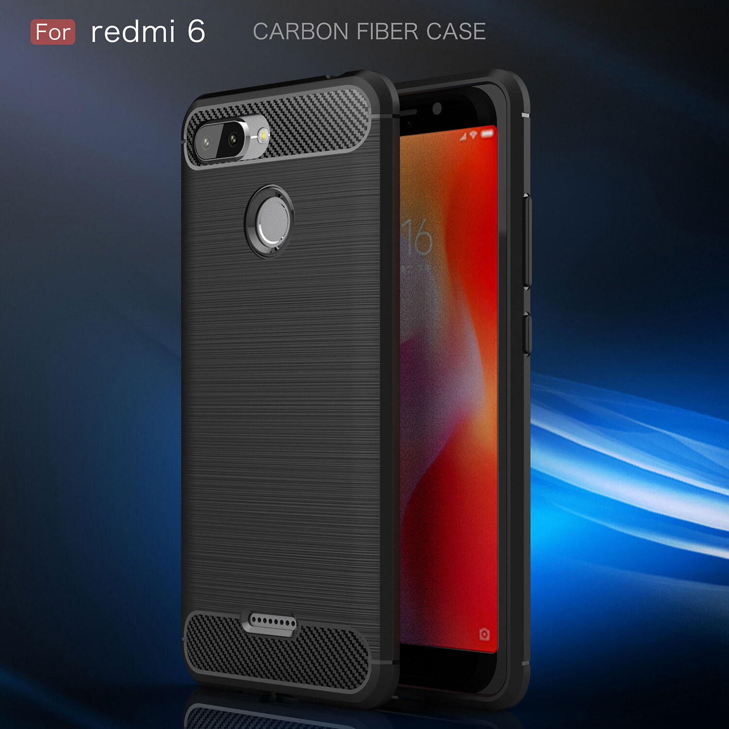 Carcasă de protecție cu textură șlefuită, pentru Xiaomi Redmi 6 - roșu