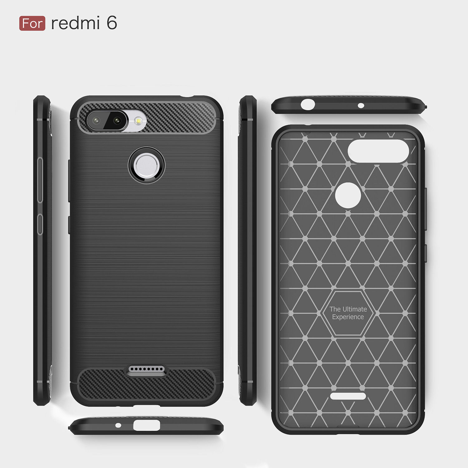 Carcasă de protecție cu textură șlefuită, pentru Xiaomi Redmi 6 - roșu