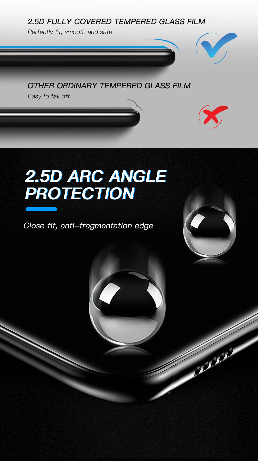 Sticlă durificată 3D Amorus pentru Xiaomi Mi 8 Lite - negru