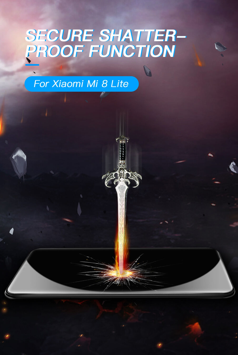 Sticlă durificată 3D Amorus pentru Xiaomi Mi 8 Lite - negru