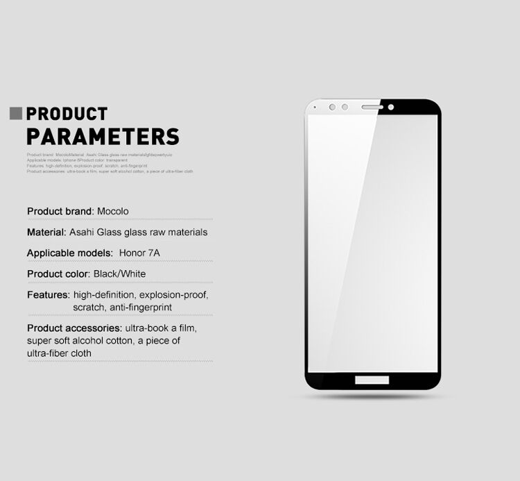Sticlă durificată 3D Mocolo pentru Honor 7A / 7S - alb
