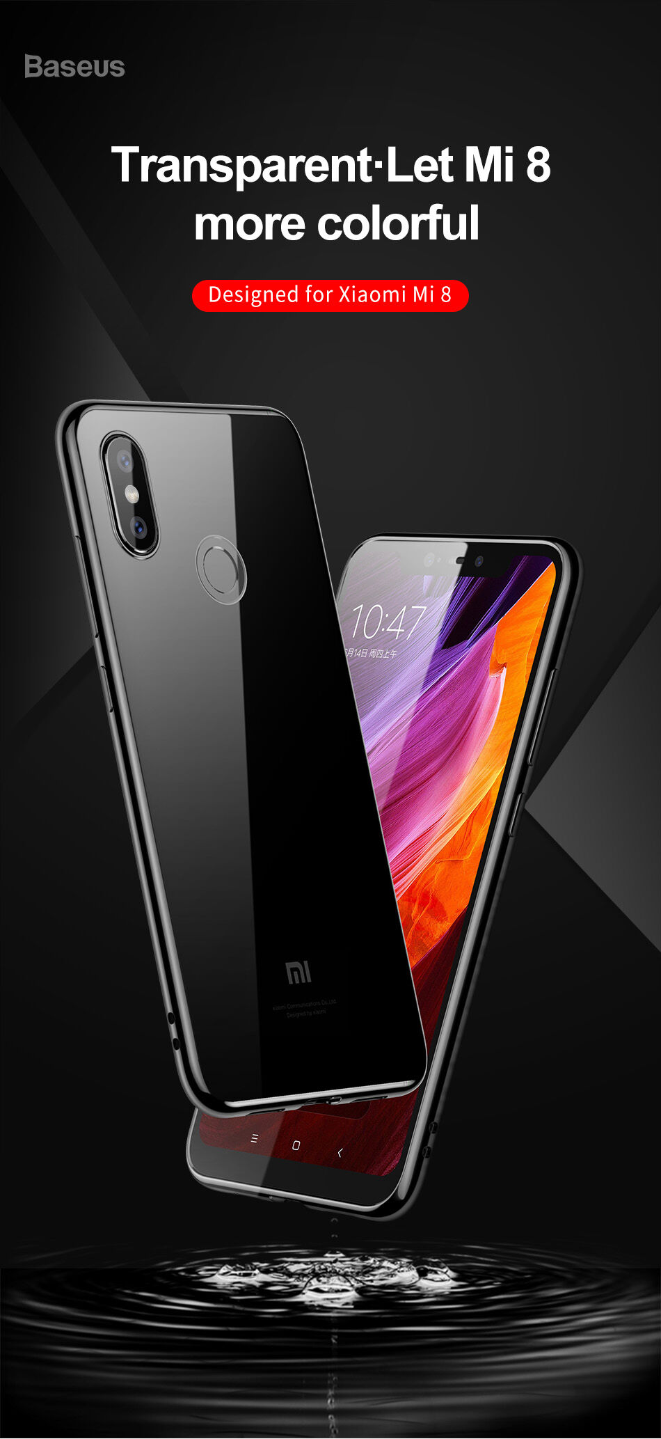 Carcasă transparentă Baseus Shining, cu ramă, pentru Xiaomi Mi 8 - albastru