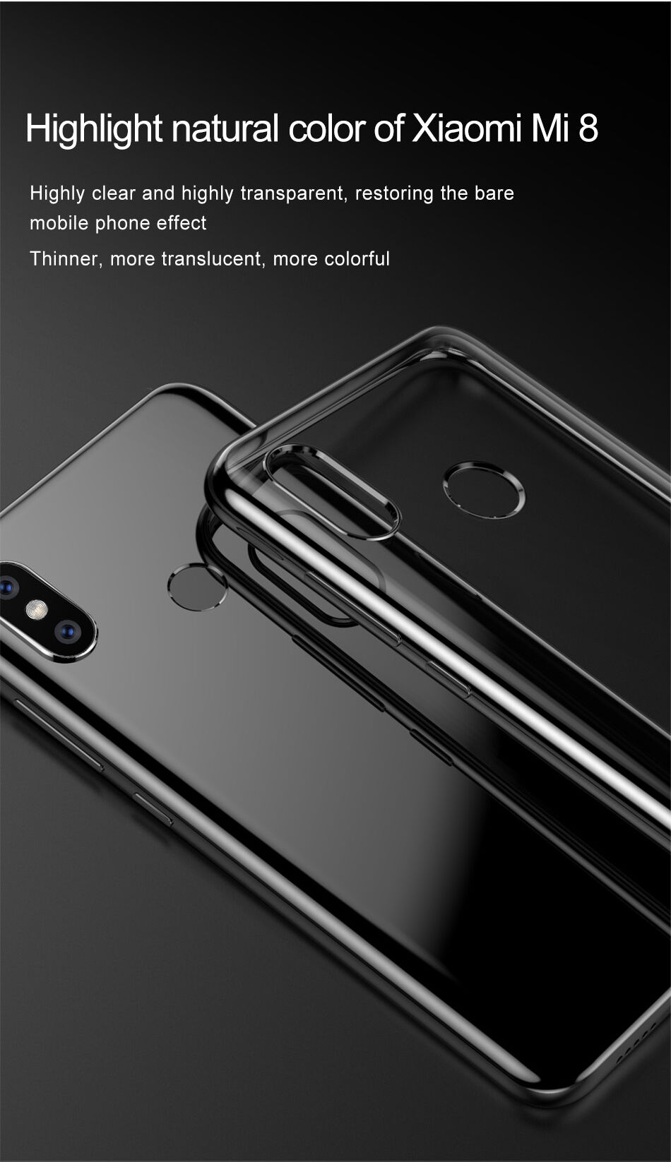Carcasă transparentă Baseus Shining, cu ramă, pentru Xiaomi Mi 8 - albastru