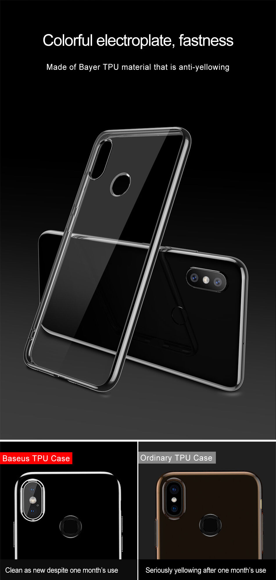 Carcasă transparentă Baseus Shining, cu ramă, pentru Xiaomi Mi 8 - auriu
