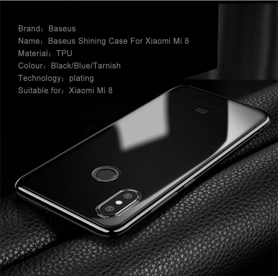 Carcasă transparentă Baseus Shining, cu ramă, pentru Xiaomi Mi 8 - auriu