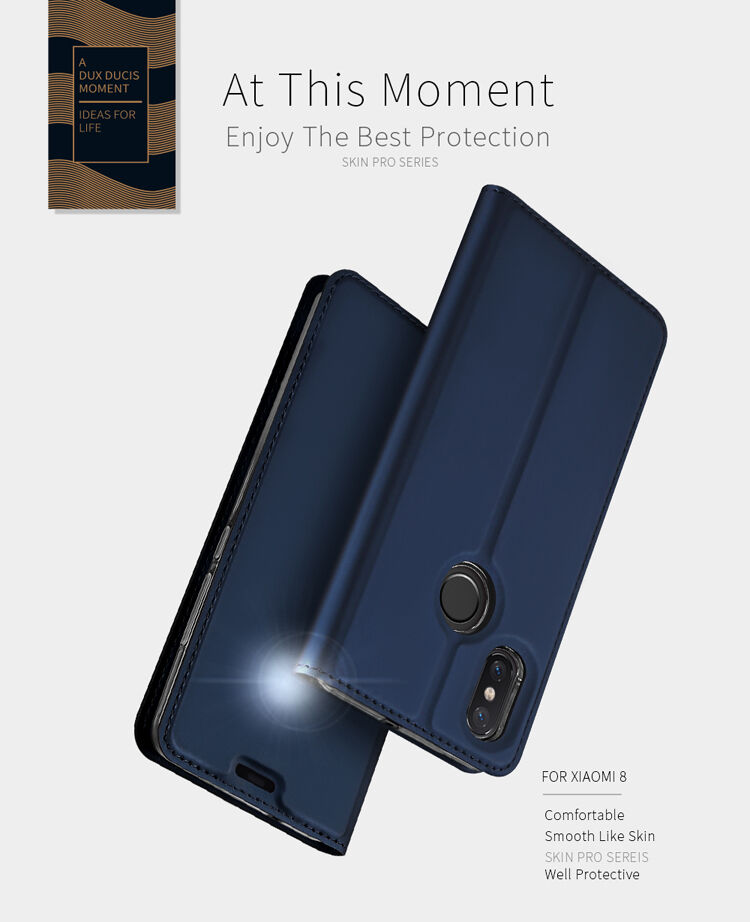 Husă flip Dux Ducis Skin Pro, din piele, pentru Xiaomi Mi 8 - albastru