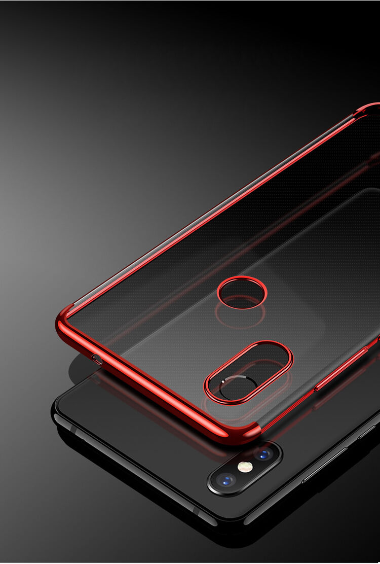 Carcasă Cafele, din plastic transparent cu ramă, pentru Xiaomi Mi 8 - albastru