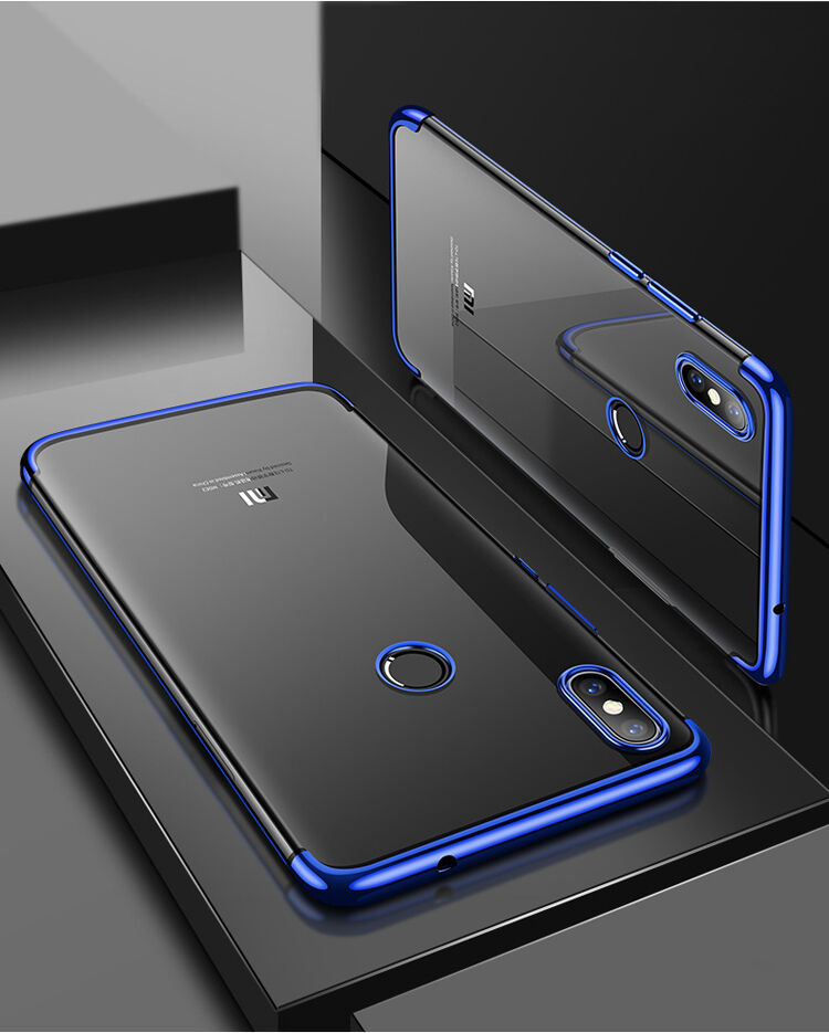 Carcasă Cafele, din plastic transparent cu ramă, pentru Xiaomi Mi 8 - albastru