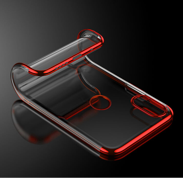 Carcasă Cafele, din plastic transparent cu ramă, pentru Xiaomi Mi 8 - roșu