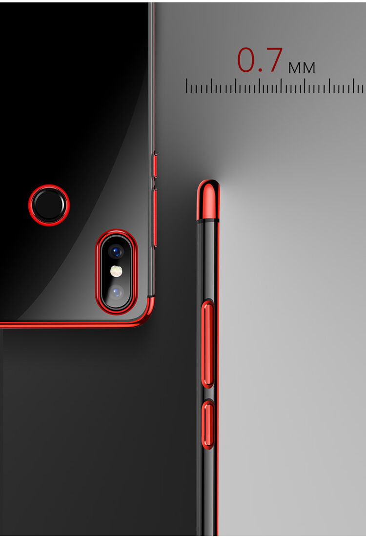 Carcasă Cafele, din plastic transparent cu ramă, pentru Xiaomi Mi 8 - roșu
