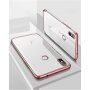 Carcasă Cafele, din plastic transparent cu ramă, pentru Xiaomi Mi 8 - roșu