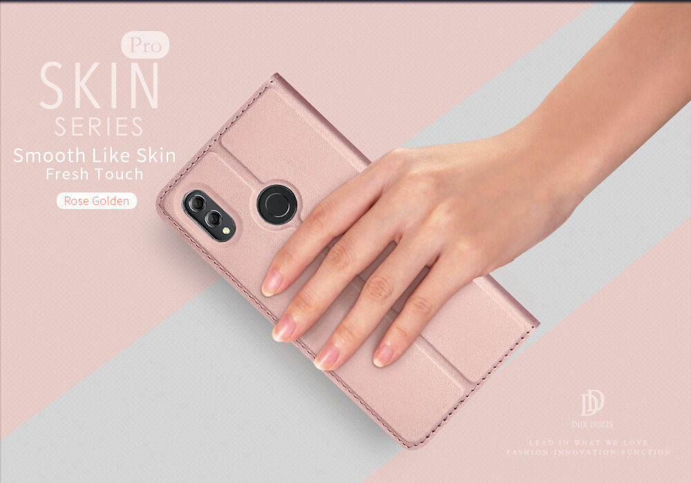 Husă flip Dux Ducis Skin Pro, din piele, pentru Honor 8X - roz-auriu