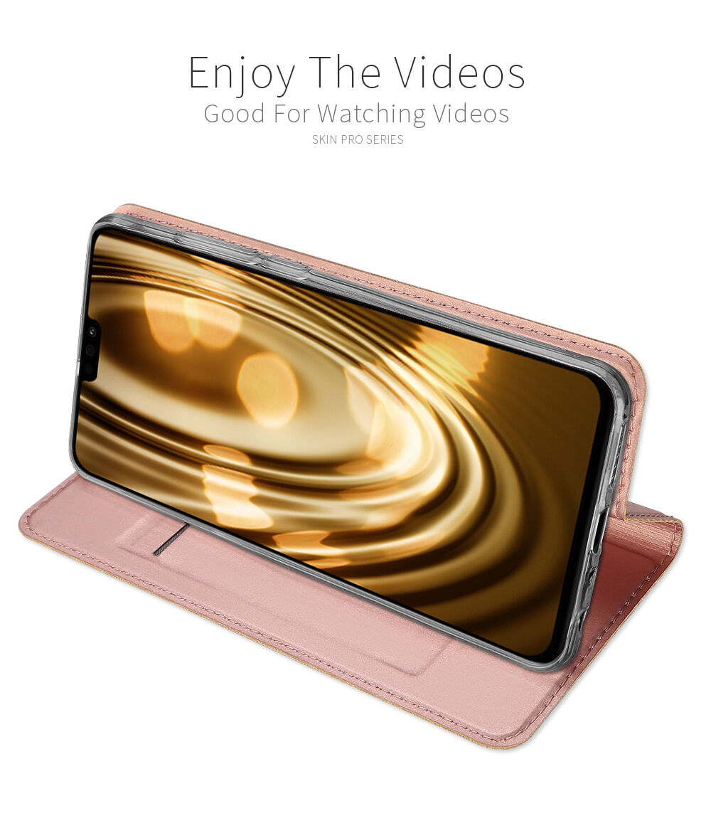Husă flip Dux Ducis Skin Pro, din piele, pentru Honor 8X - roz-auriu