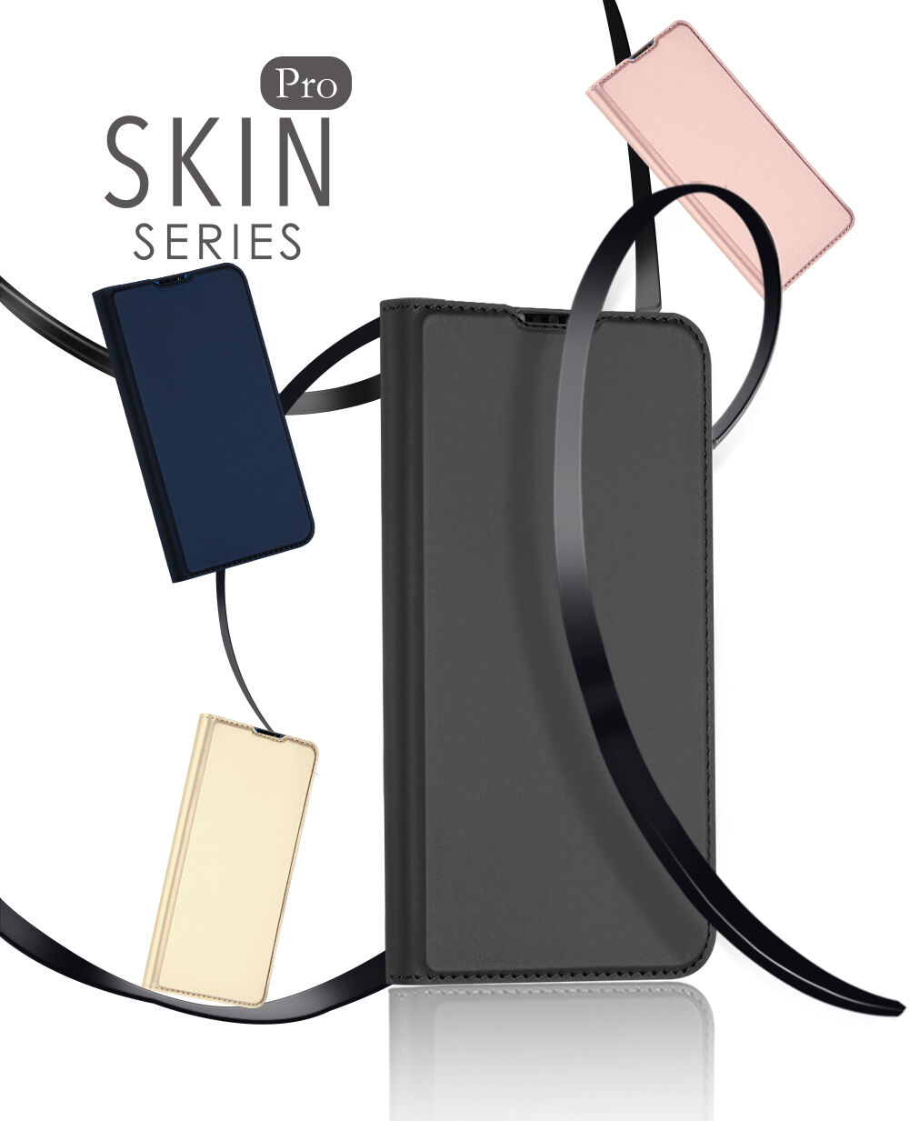 Husă flip Dux Ducis Skin Pro, din piele, pentru Honor 8X - roz-auriu