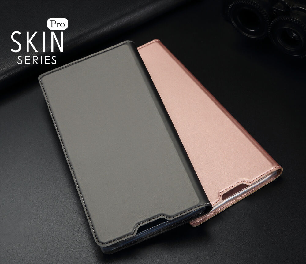 Husă flip Dux Ducis Skin Pro, din piele, pentru Honor 8X - roz-auriu