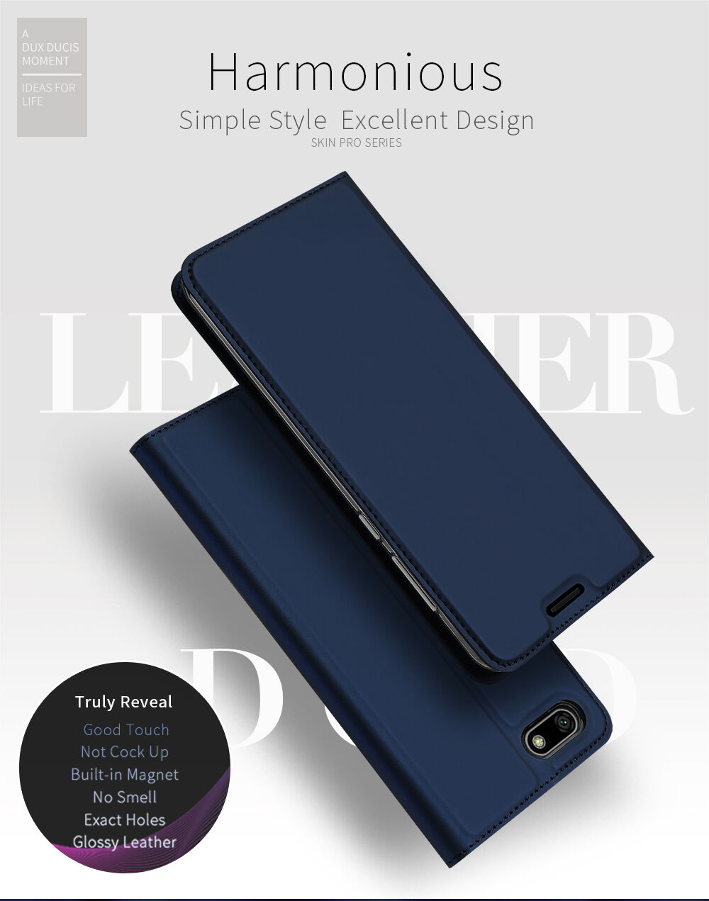 Husă flip Dux Ducis Skin Pro, din piele, pentru Honor 7S - gri