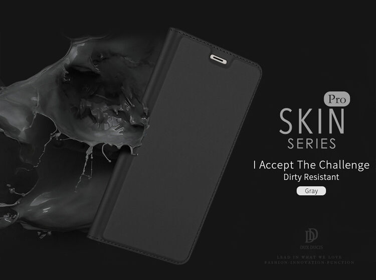 Husă flip Dux Ducis Skin Pro, din piele, pentru Honor 7A - gri