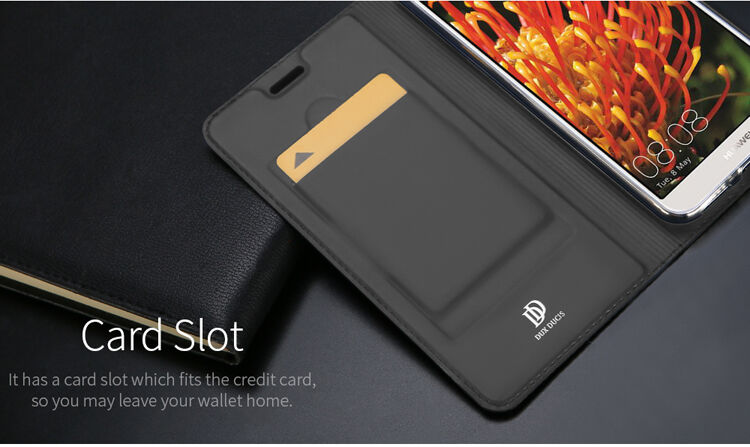 Husă flip Dux Ducis Skin Pro, din piele, pentru Honor 7A - gri
