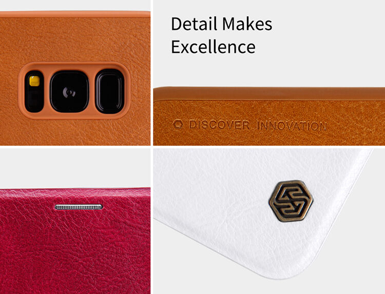 Husă flip Nillkin Qin, din piele, pentru Samsung Galaxy S8 - roșu