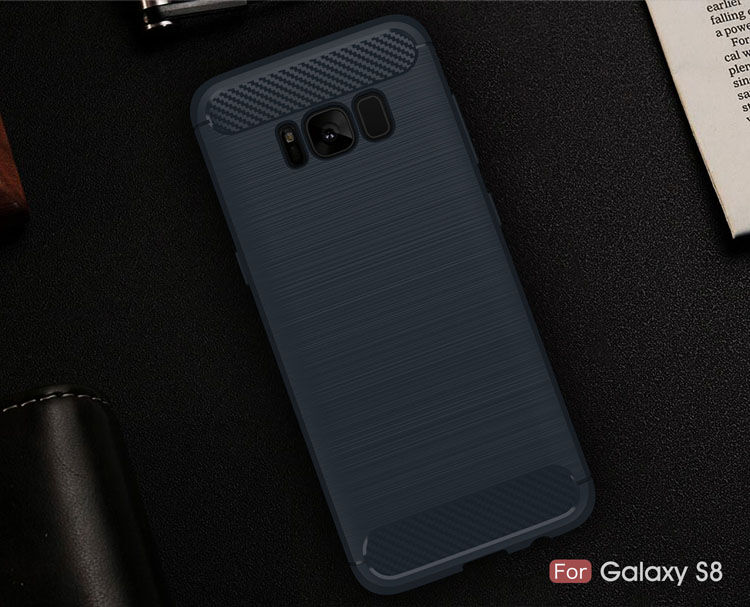 Carcasă din plastic cu textură șlefuită, pentru Samsung Galaxy S8 - albastru închis