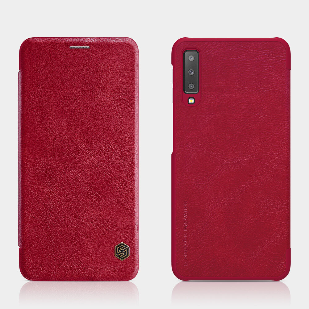 Husă flip Nillkin Qin, din piele, pentru Samsung Galaxy A7 (2018) - roșu